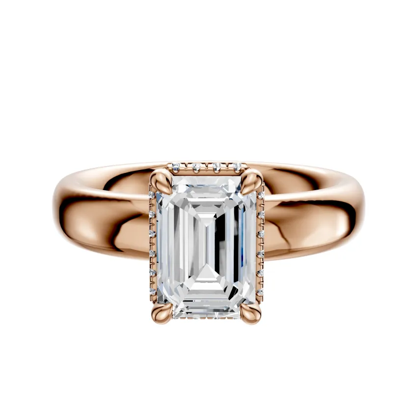 14K Rose Gold 4 Prong Collar Classic Dome 4.0mm Engagement Ring sold by Promise By Effy