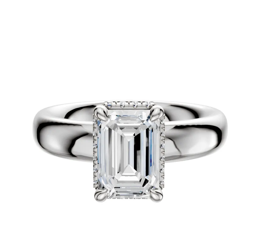 18K White Gold 4 Prong Collar Classic Dome 4.0mm Engagement Ring sold by Promise By Effy