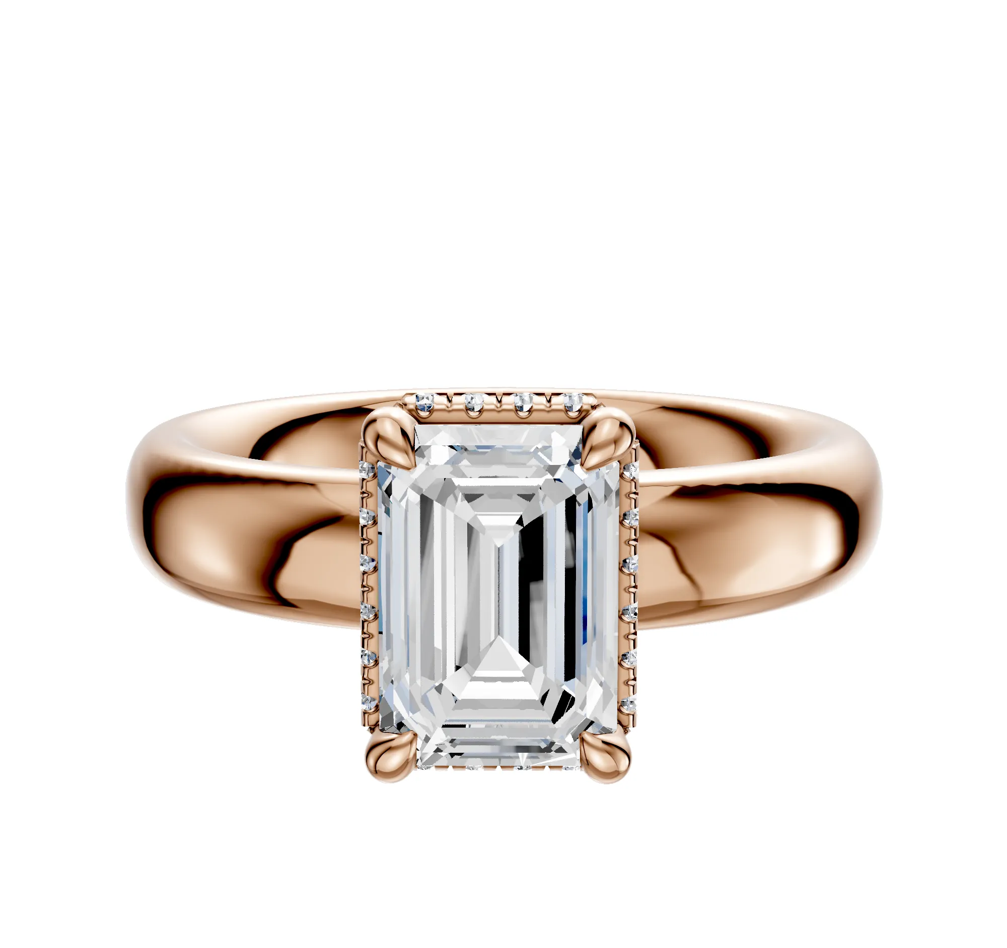 18K Rose Gold 4 Prong Collar Classic Dome 4.0mm Engagement Ring sold by Promise By Effy