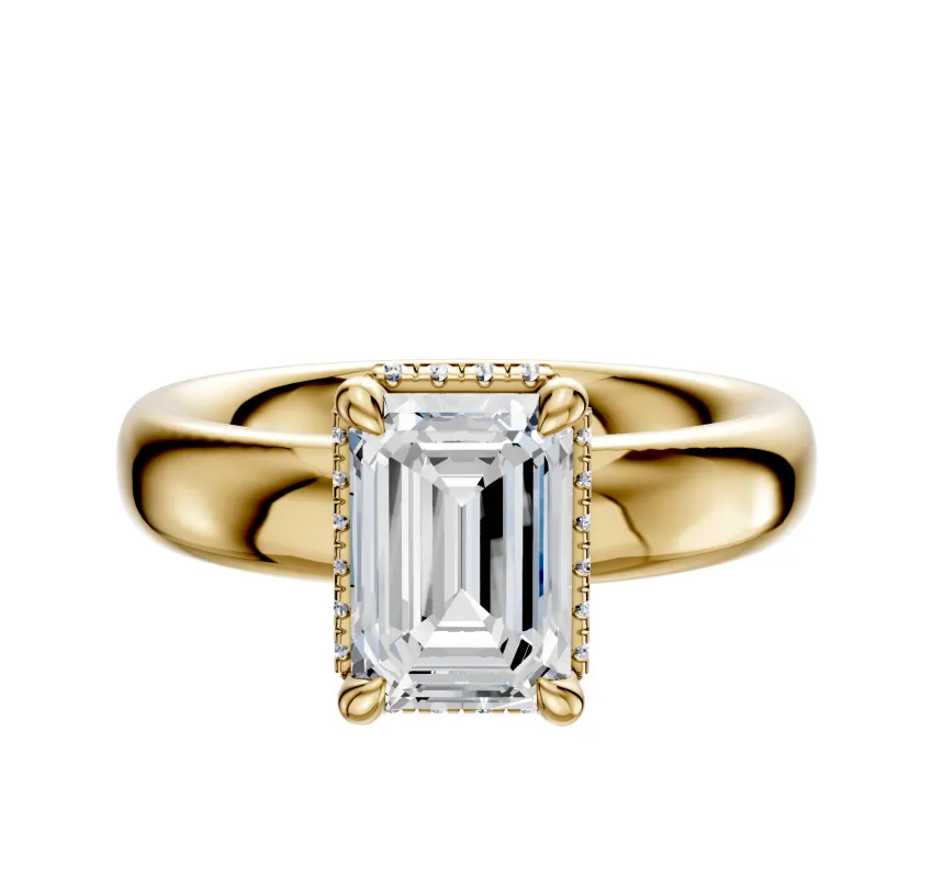 18K Yellow Gold 4 Prong Collar Classic Dome 4.0mm Engagement Ring sold by Promise By Effy