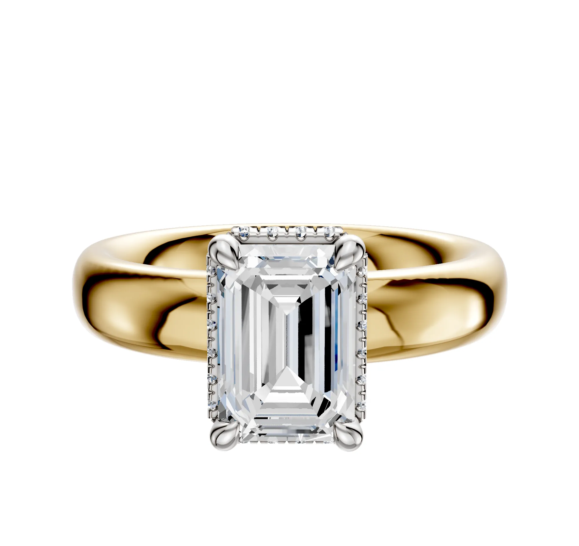 18K Two Tone 4 Prong Collar Classic Dome 4.0mm Engagement Ring sold by Promise By Effy