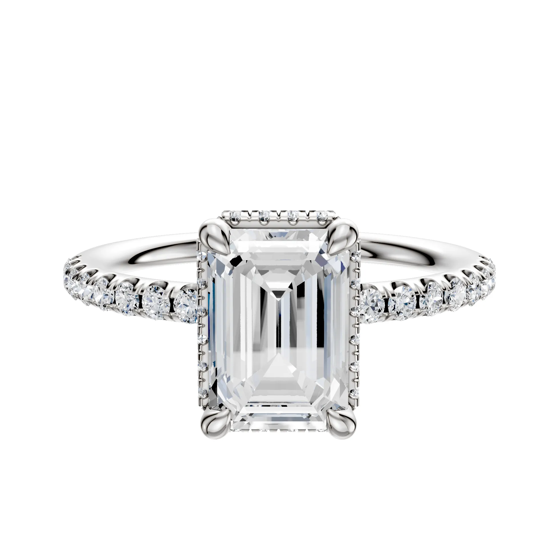 18K White Gold 4 Prong Collar Classic Dome 1-Row-Pave 2.5mm Engagement Ring sold by Promise By Effy