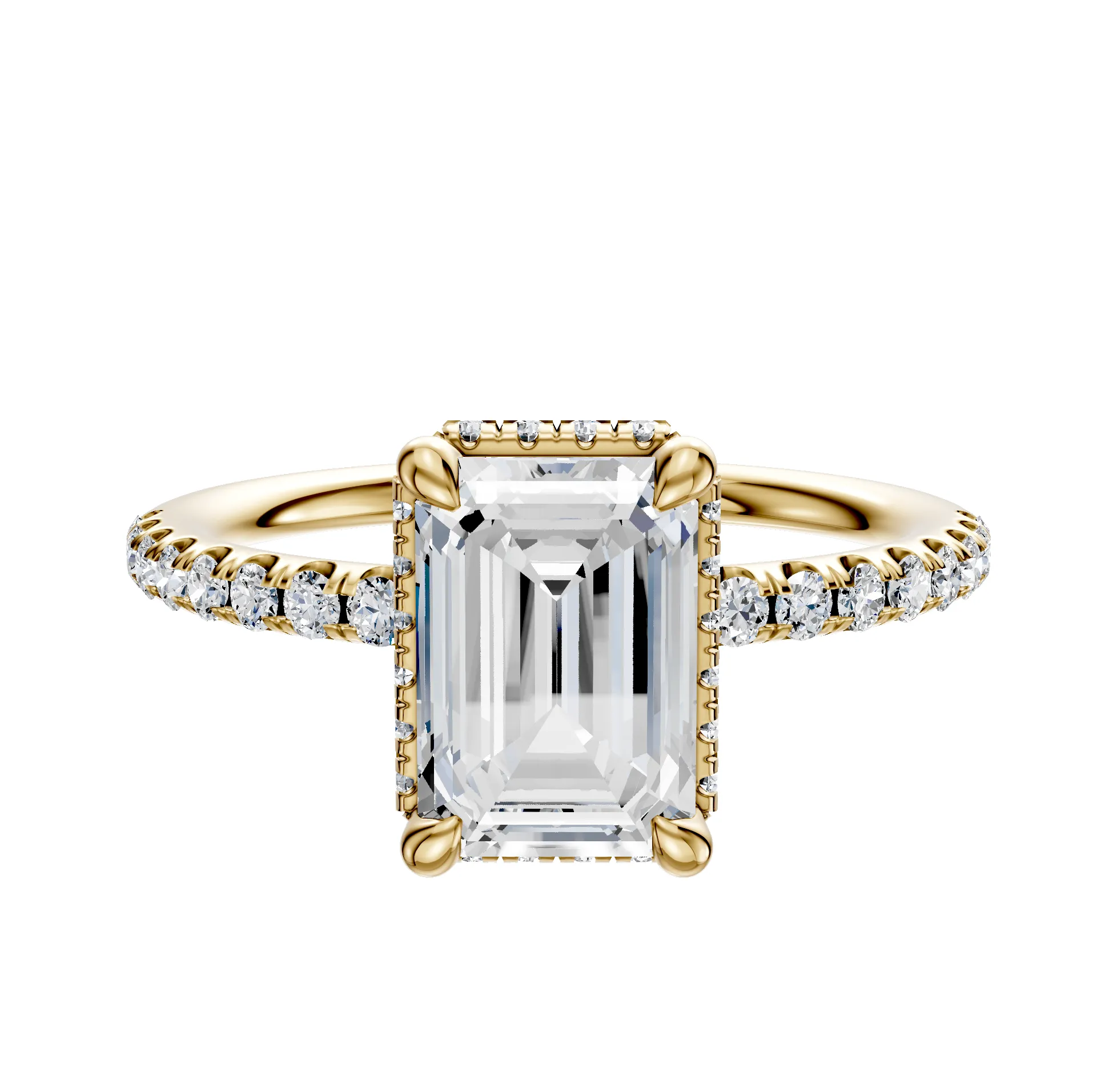 18K Yellow Gold 4 Prong Collar Classic Dome 1-Row-Pave 2.5mm Engagement Ring sold by Promise By Effy