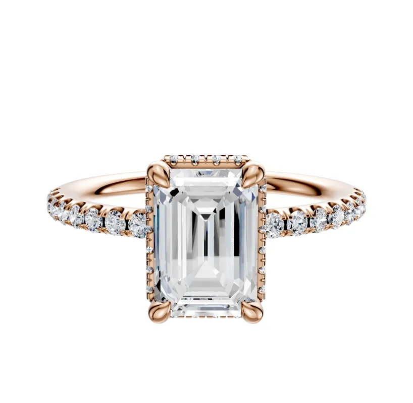 18K Rose Gold 4 Prong Collar Classic Dome 1-Row-Pave 2.5mm Engagement Ring sold by Promise By Effy
