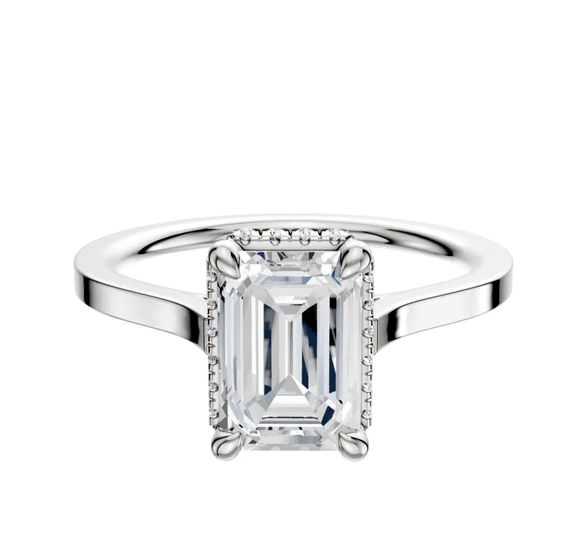 18K White Gold 4 Prong Collar Cathedral Flat 1.5mm Engagement Ring sold by Promise By Effy