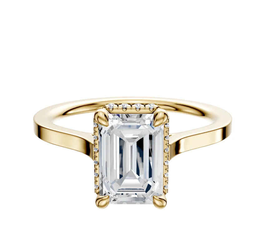 18K Yellow Gold 4 Prong Collar Cathedral Flat 1.5mm Engagement Ring sold by Promise By Effy