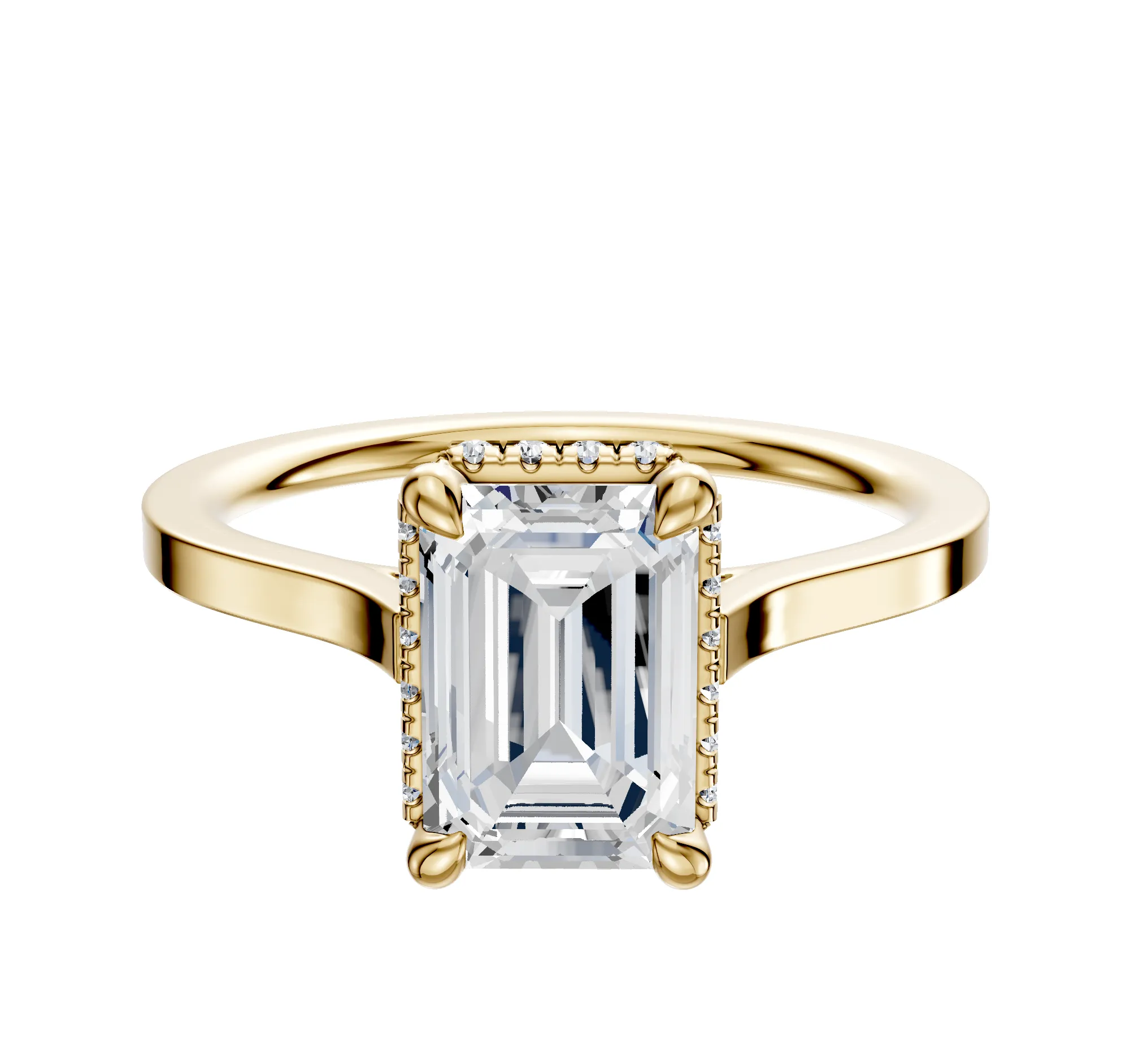 18K Yellow Gold 4 Prong Collar Cathedral Flat 1.5mm Engagement Ring sold by Promise By Effy