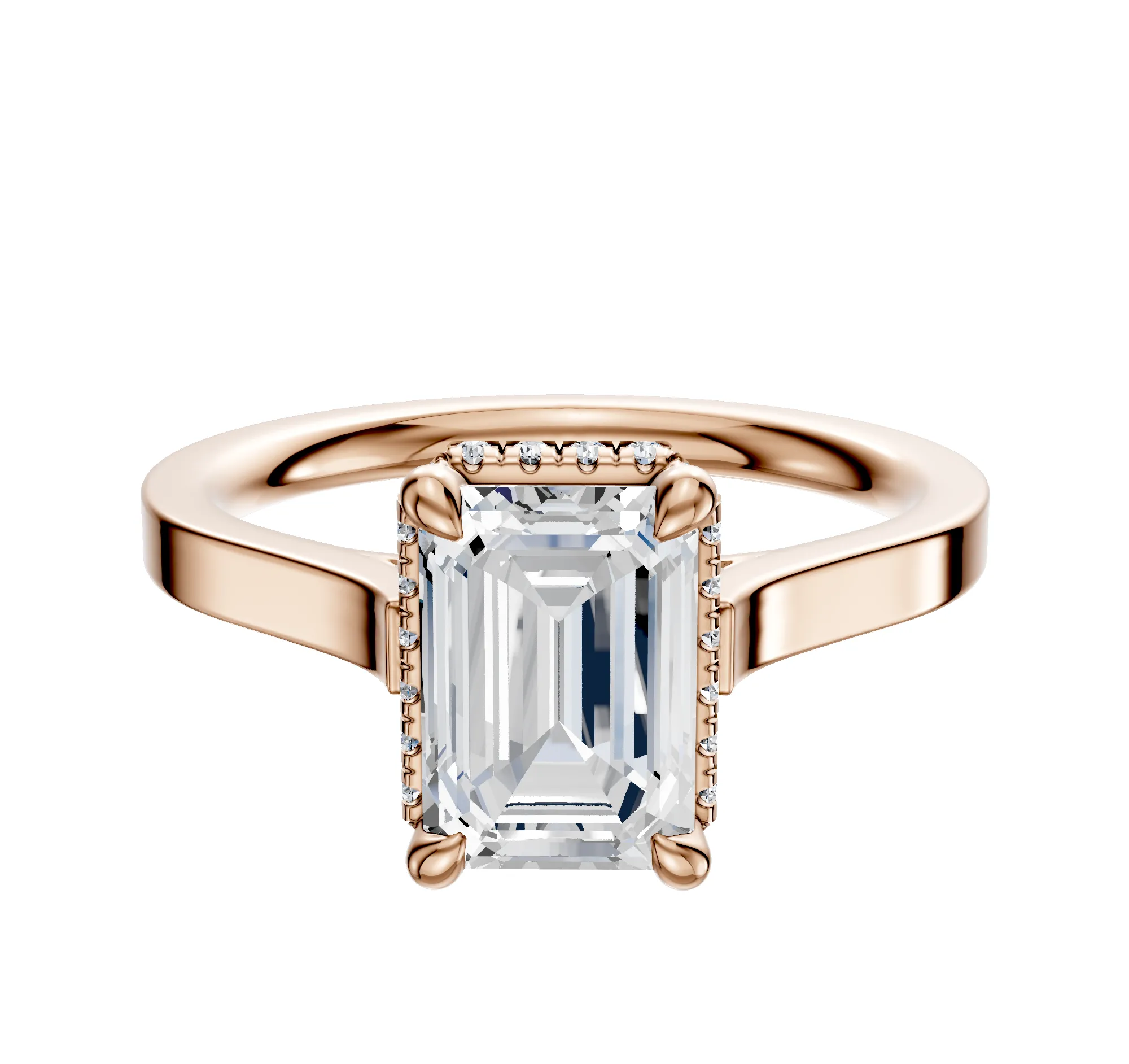 14K Rose Gold 4 Prong Collar Cathedral Flat 2.0mm Engagement Ring sold by Promise By Effy