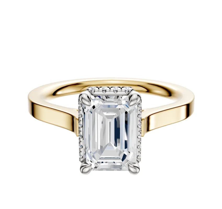 18K Two Tone 4 Prong Collar Cathedral Flat 2.0mm Engagement Ring sold by Promise By Effy