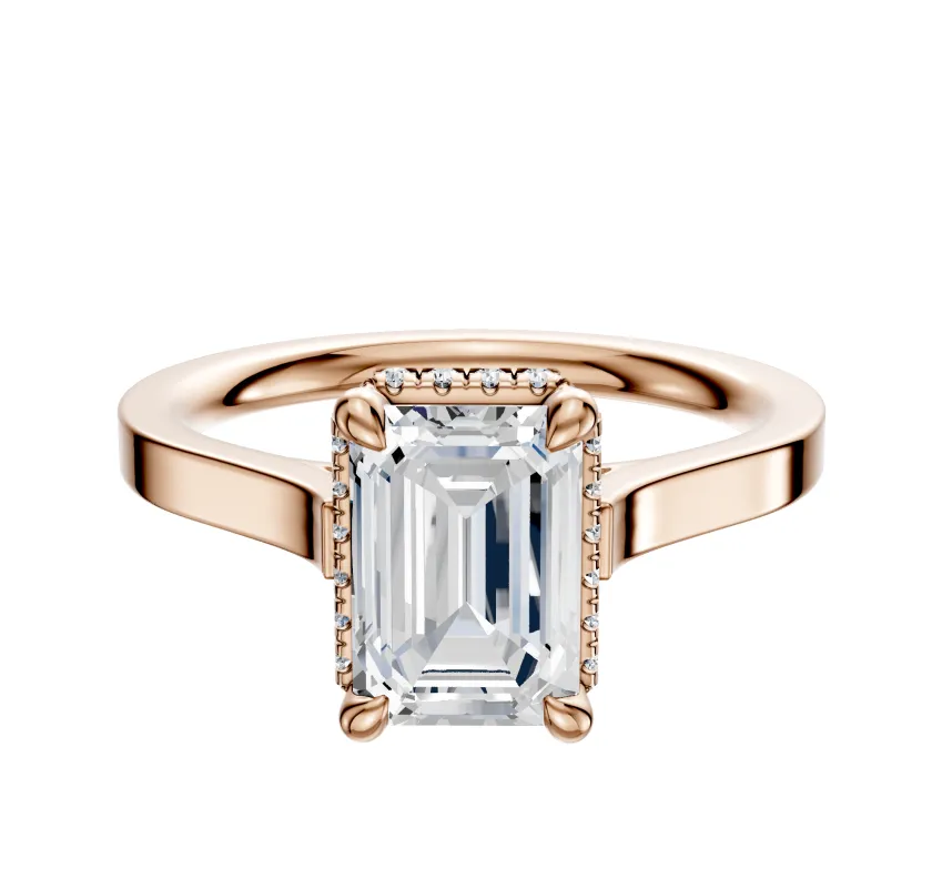 18K Rose Gold 4 Prong Collar Cathedral Flat 2.0mm Engagement Ring sold by Promise By Effy