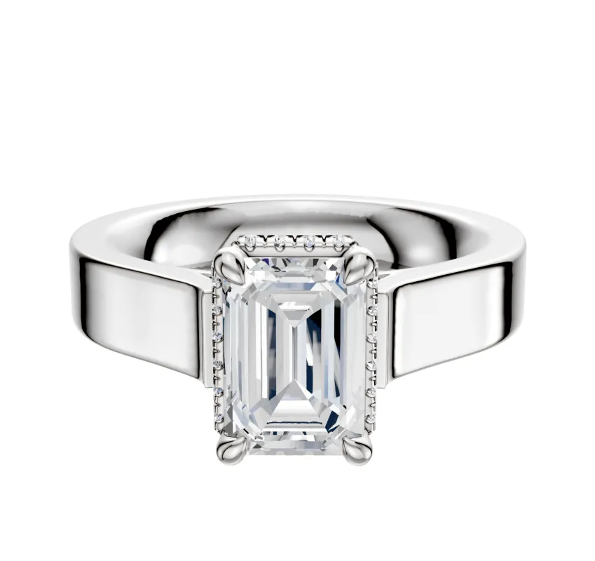 Platinum 4 Prong Collar Cathedral Flat 4.0mm Engagement Ring sold by Promise By Effy