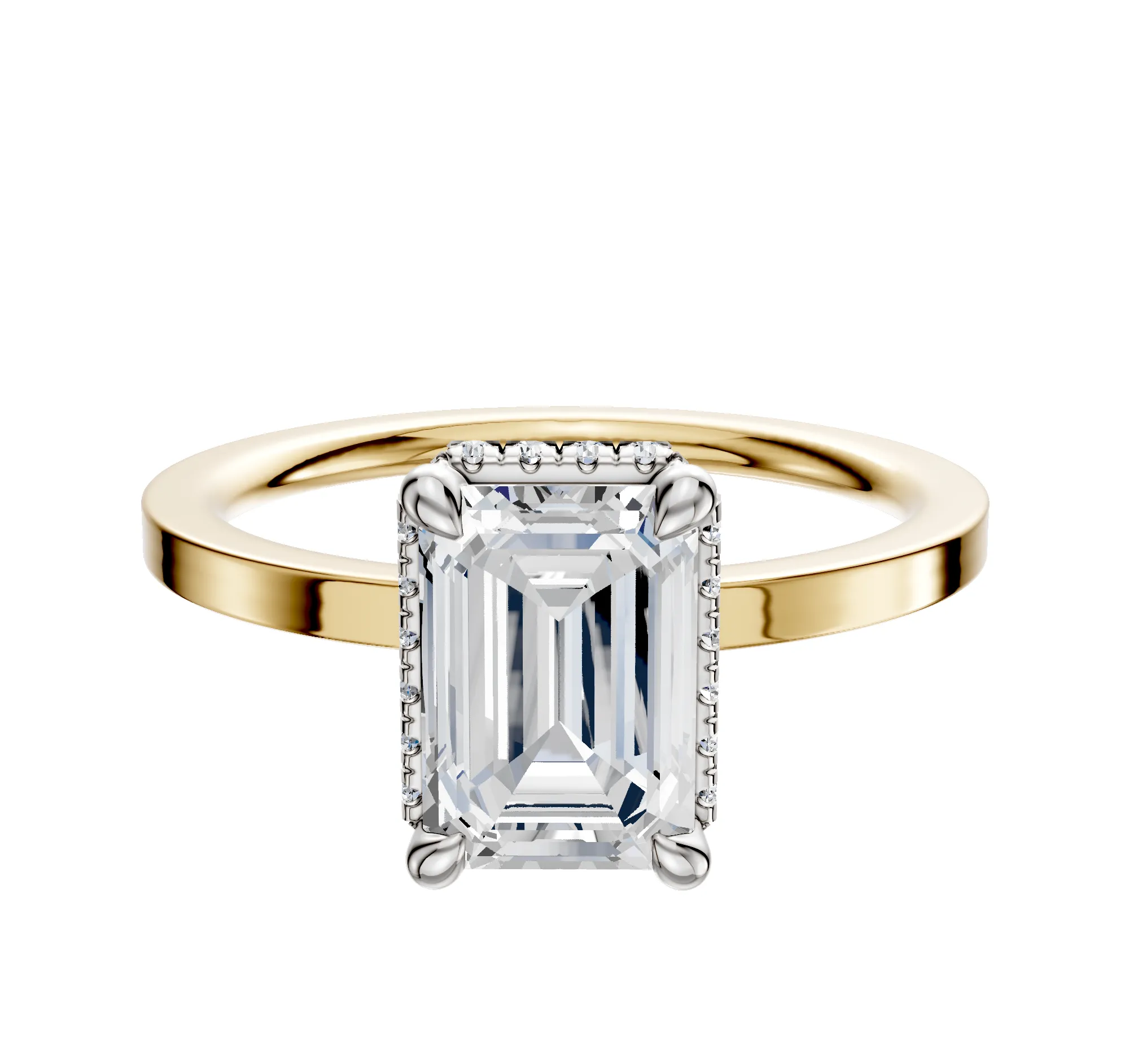 18K Two Tone 4 Prong Collar Classic Flat 1.5mm Engagement Ring sold by Promise By Effy