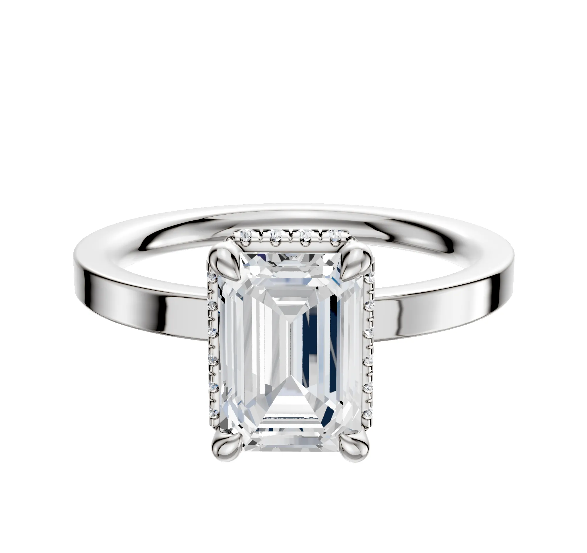 14K White Gold 4 Prong Collar Classic Flat 2.0mm Engagement Ring sold by Promise By Effy
