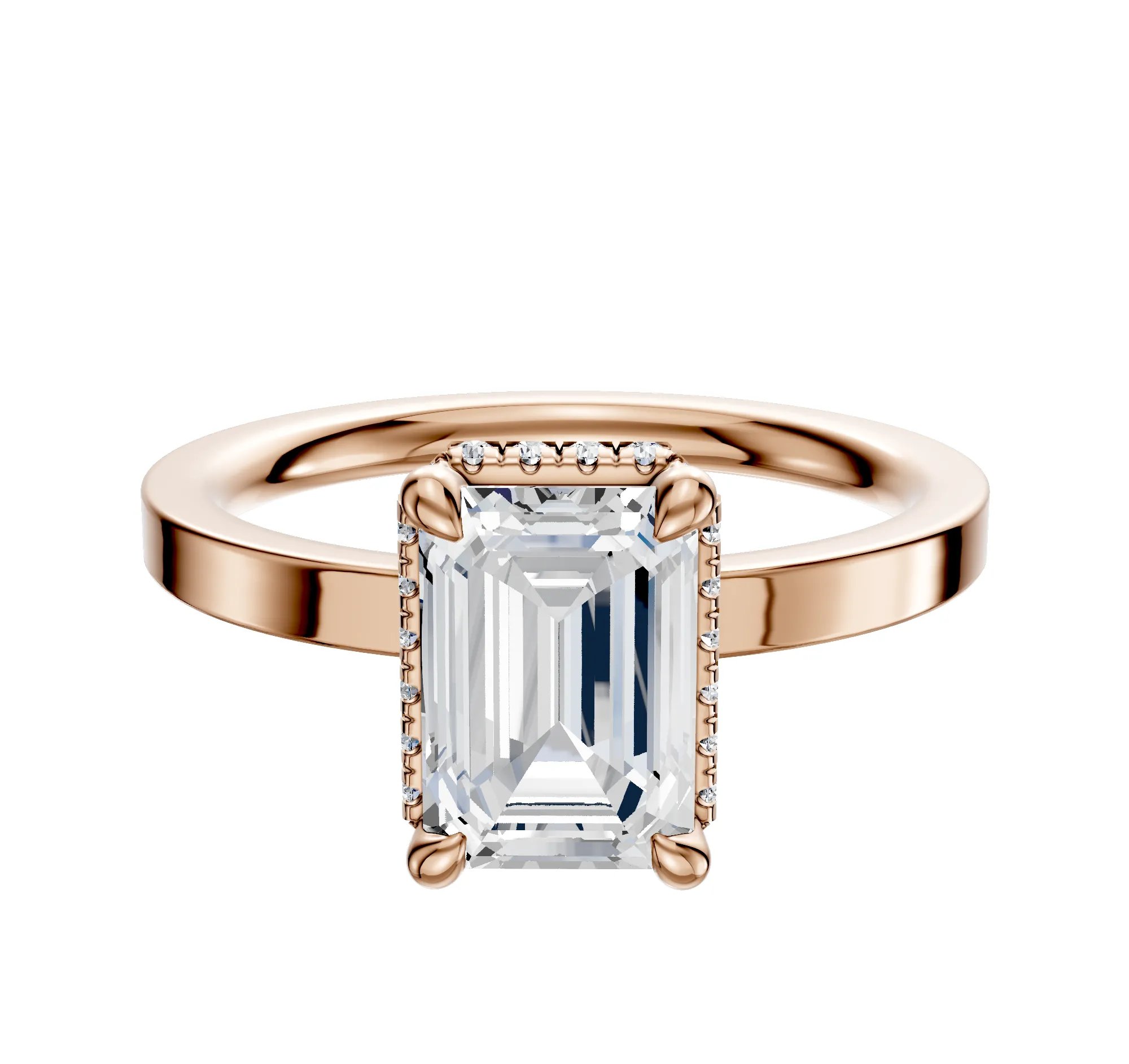 18K Rose Gold 4 Prong Collar Classic Flat 2.0mm Engagement Ring sold by Promise By Effy