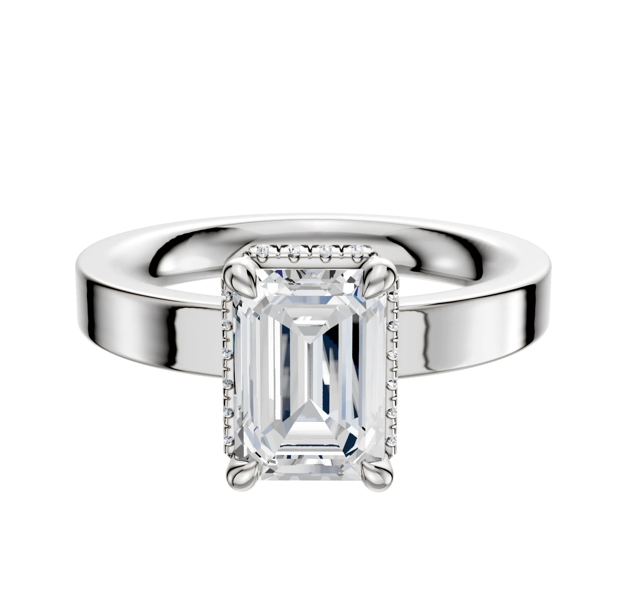 14K White Gold 4 Prong Collar Classic Flat 3.0mm Engagement Ring sold by Promise By Effy