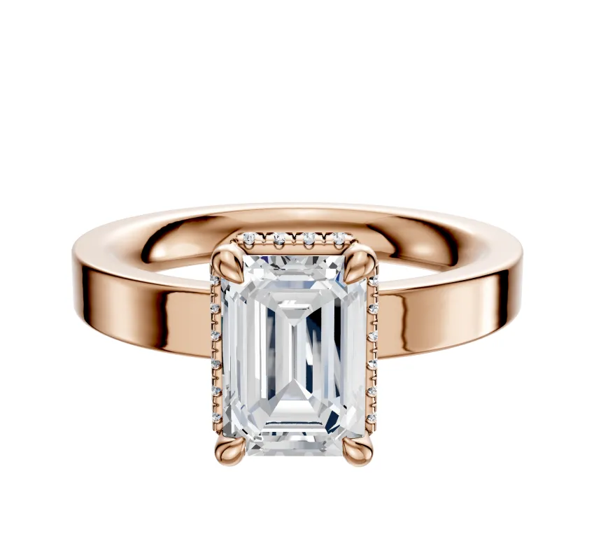 14K Rose Gold 4 Prong Collar Classic Flat 3.0mm Engagement Ring sold by Promise By Effy