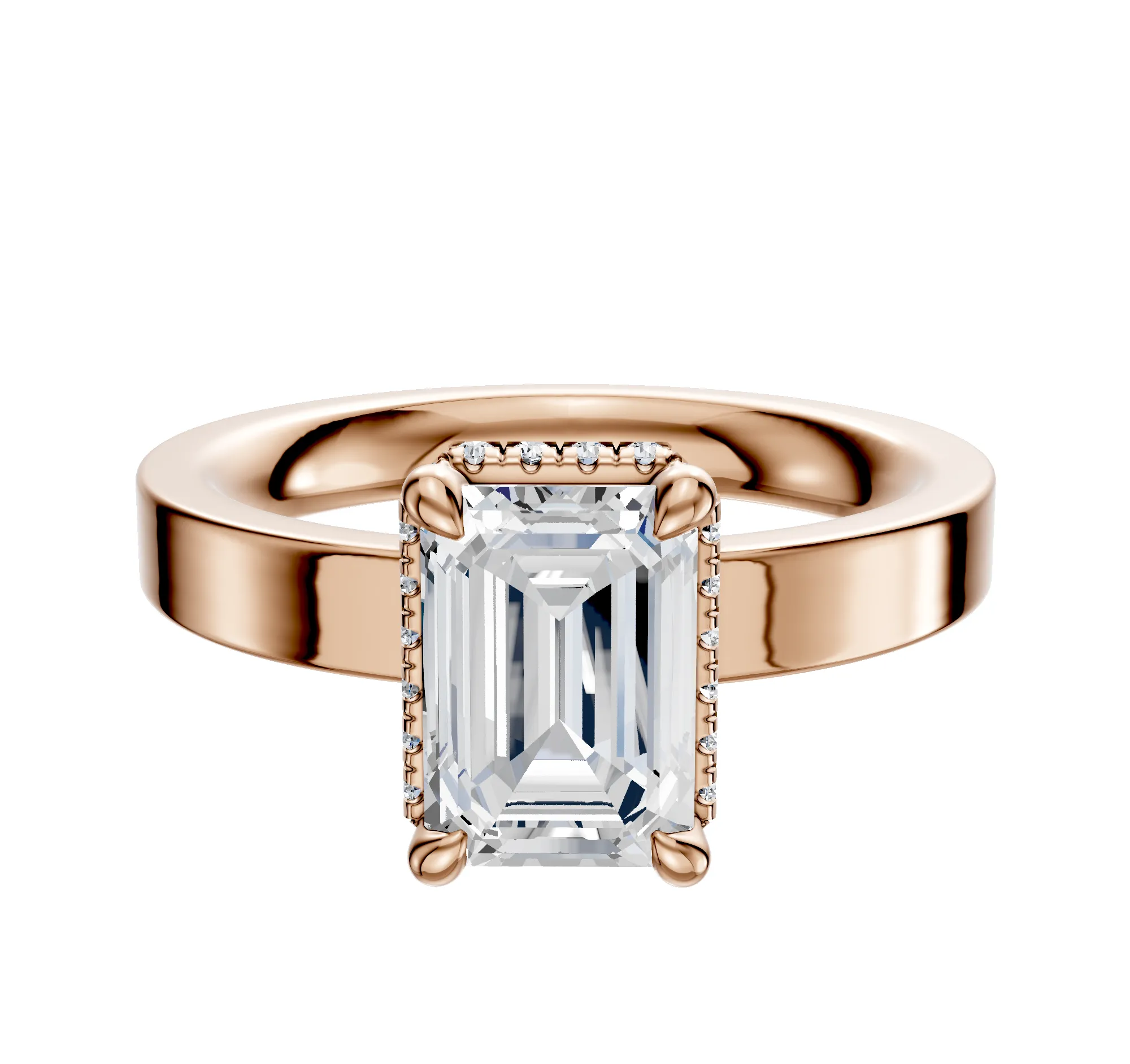 18K Rose Gold 4 Prong Collar Classic Flat 3.0mm Engagement Ring sold by Promise By Effy