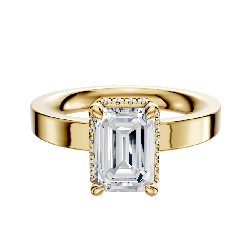 18K Yellow Gold 4 Prong Collar Classic Flat 3.0mm Engagement Ring sold by Promise By Effy