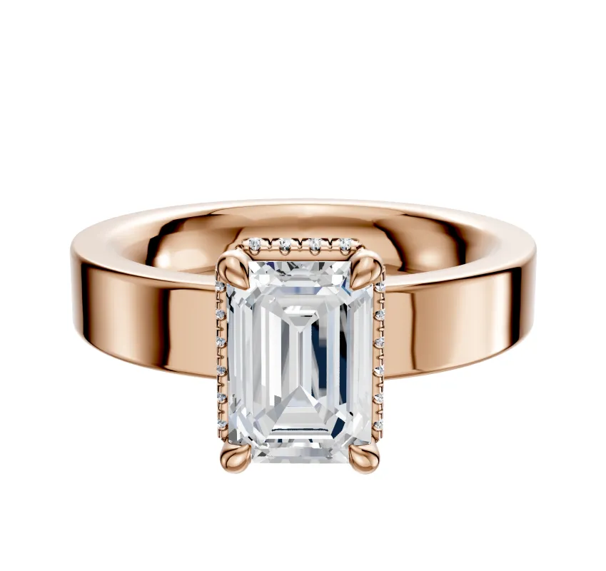 14K Rose Gold 4 Prong Collar Classic Flat 4.0mm Engagement Ring sold by Promise By Effy