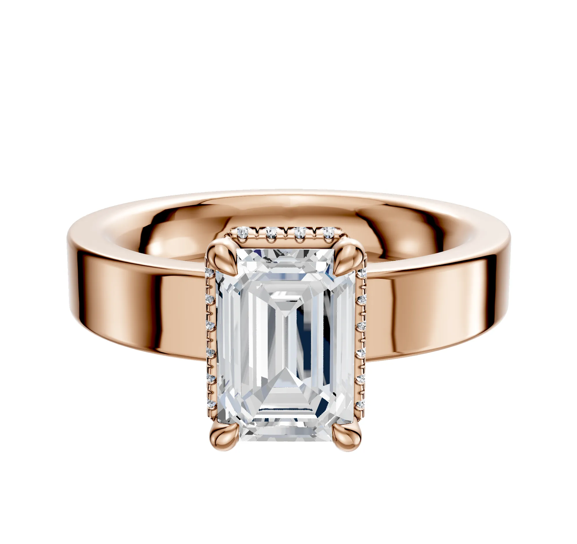 14K Rose Gold 4 Prong Collar Classic Flat 4.0mm Engagement Ring sold by Promise By Effy