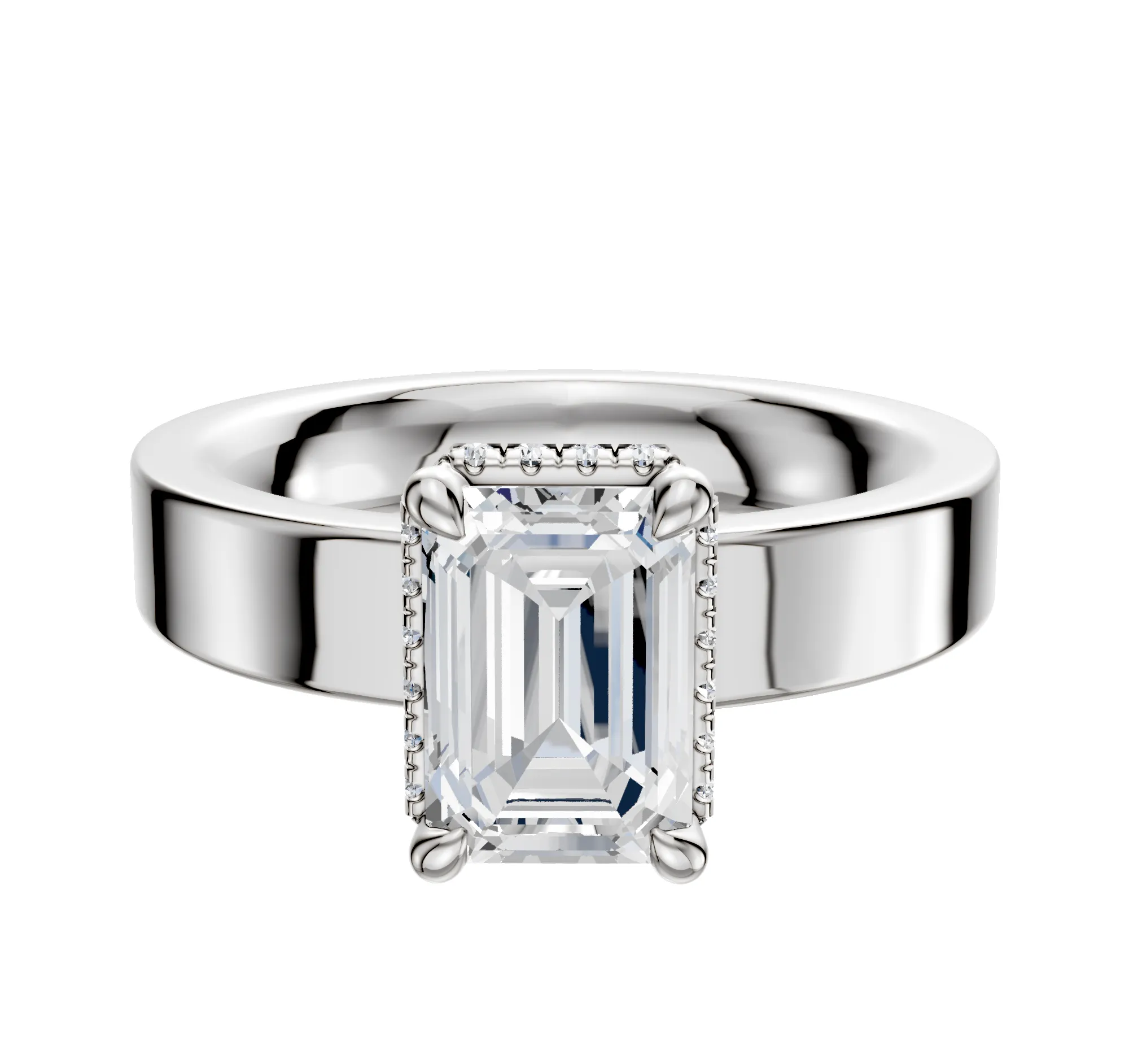 14K White Gold 4 Prong Collar Classic Flat 4.0mm Engagement Ring sold by Promise By Effy