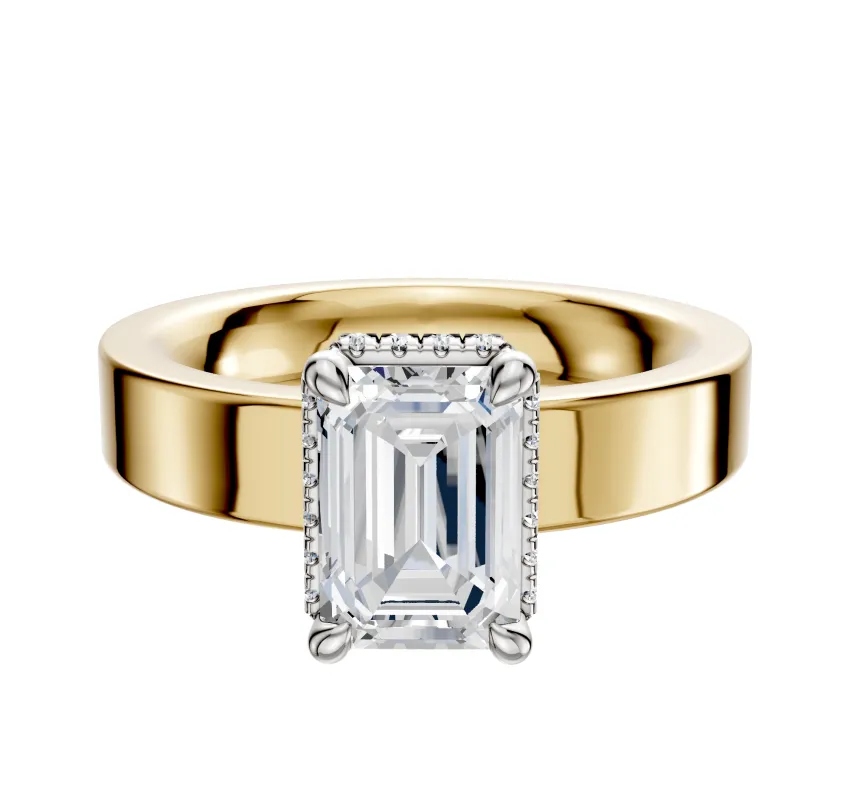 14K Two Tone 4 Prong Collar Classic Flat 4.0mm Engagement Ring sold by Promise By Effy