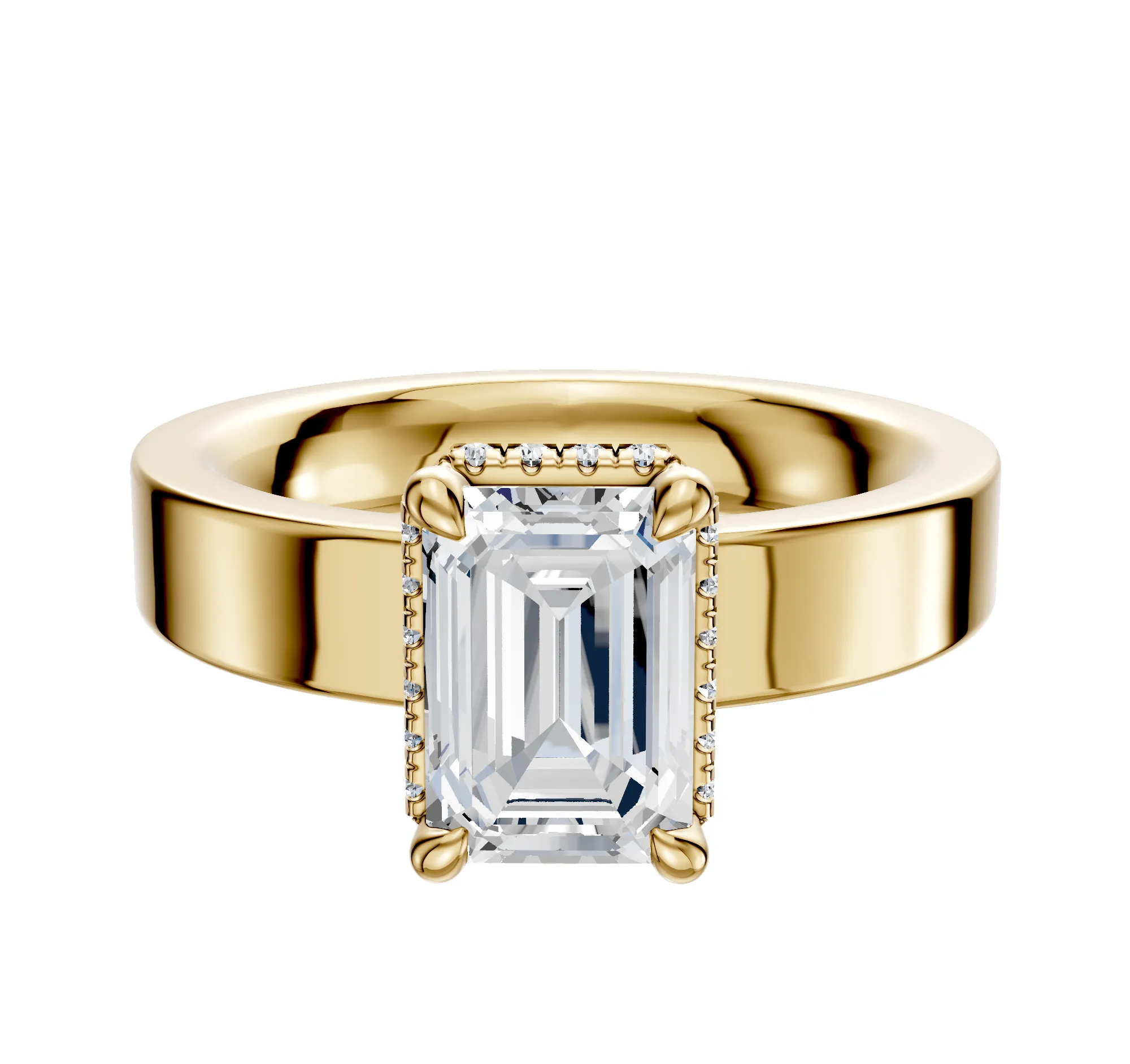 18K Yellow Gold 4 Prong Collar Classic Flat 4.0mm Engagement Ring sold by Promise By Effy