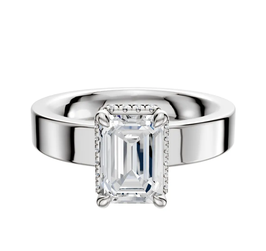 Platinum 4 Prong Collar Classic Flat 4.0mm Engagement Ring sold by Promise By Effy