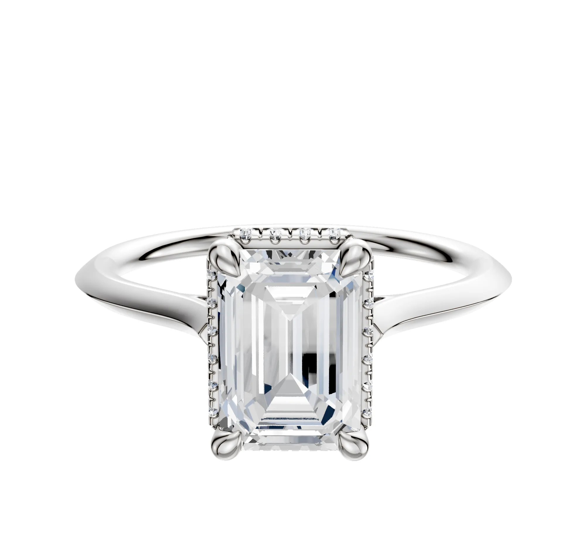 14K White Gold 4 Prong Collar Cathedral Knife Edge 1.5mm Engagement Ring sold by Promise By Effy