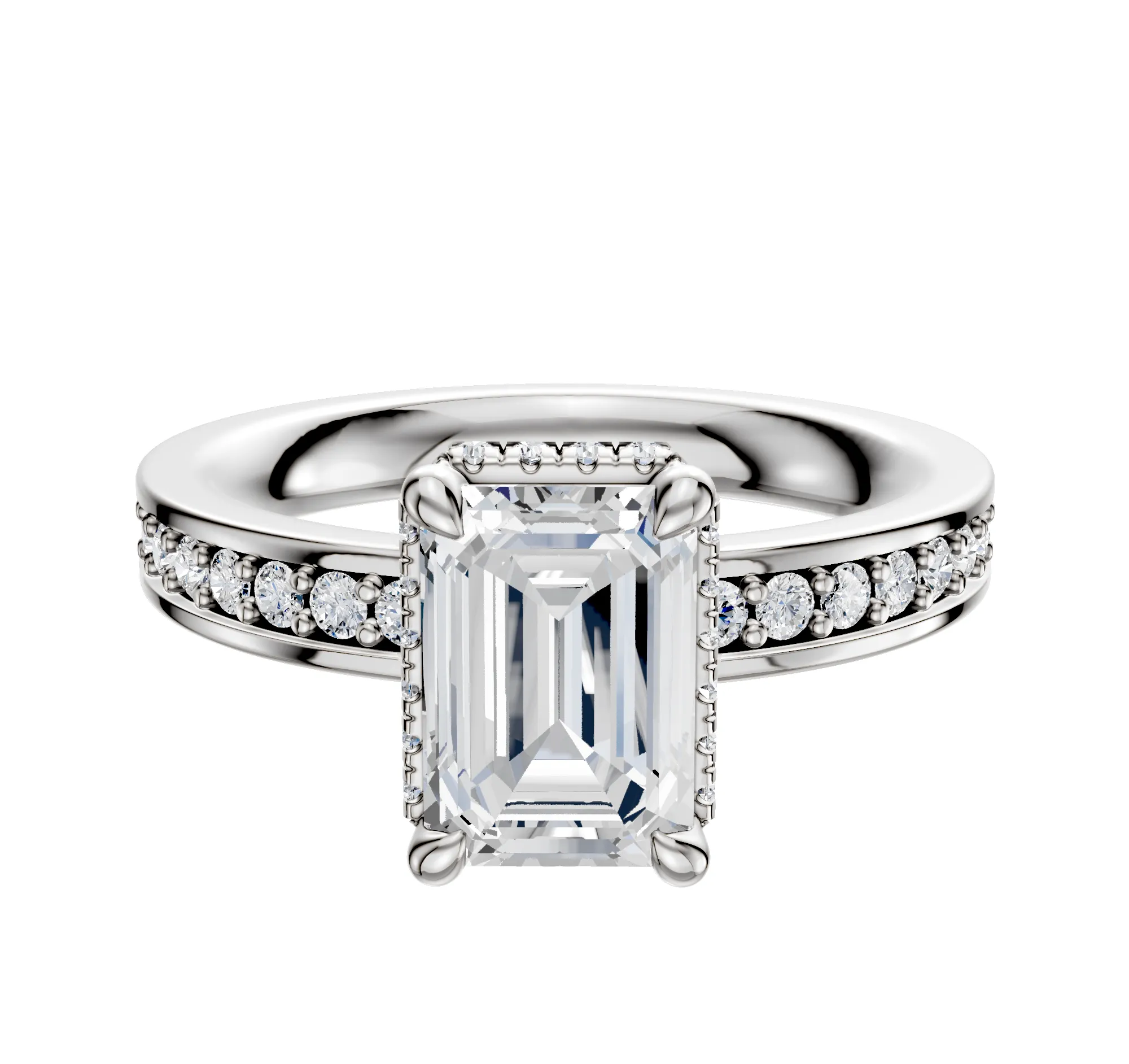 Platinum 4 Prong Collar Classic Flat 1-Row-Pave 2.5mm Engagement Ring sold by Promise By Effy