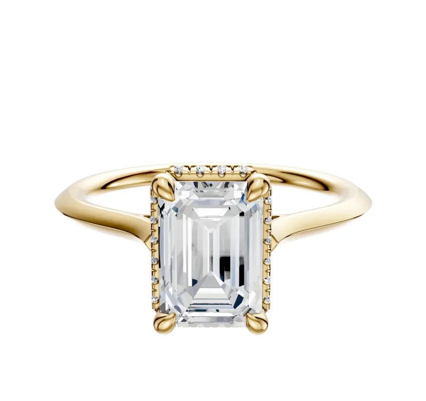 14K Yellow Gold 4 Prong Collar Cathedral Knife Edge 1.5mm Engagement Ring made by Promise By Effy