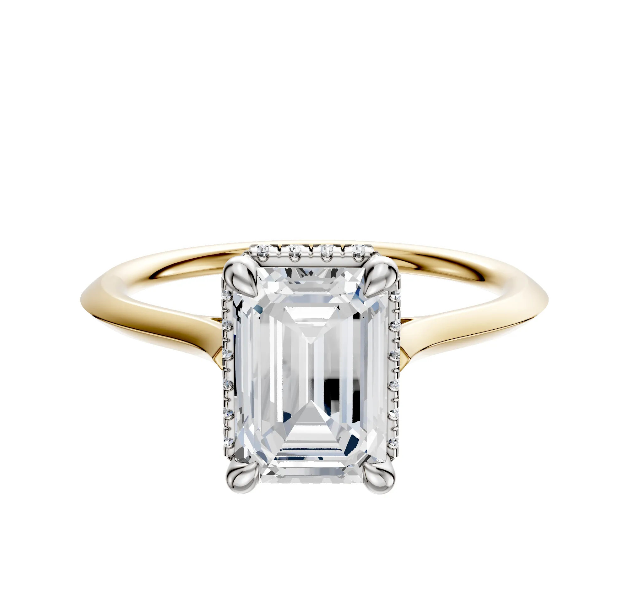 18K Two Tone 4 Prong Collar Cathedral Knife Edge 1.5mm Engagement Ring sold by Promise By Effy