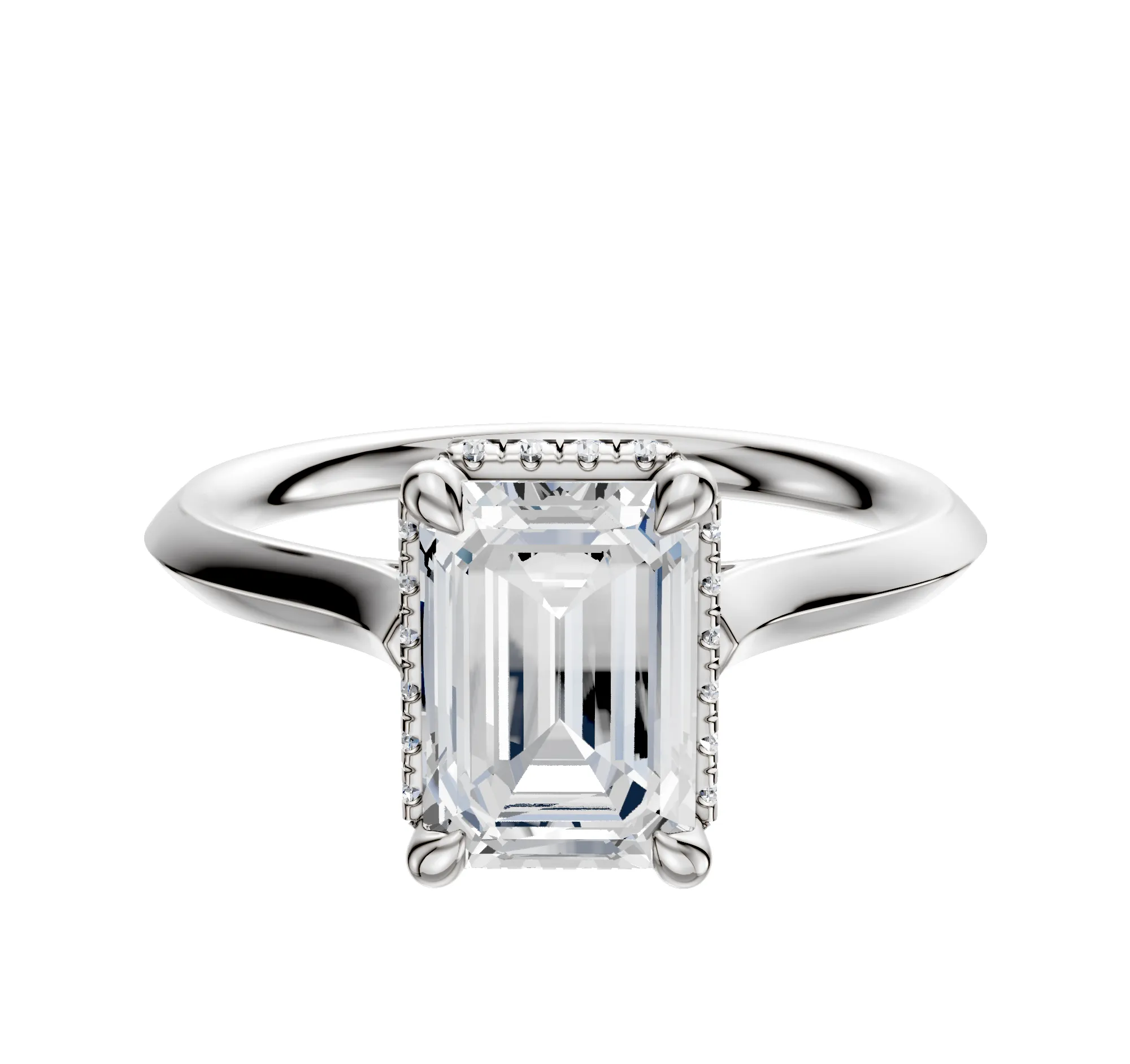 18K White Gold 4 Prong Collar Cathedral Knife Edge 2.0mm Engagement Ring sold by Promise By Effy