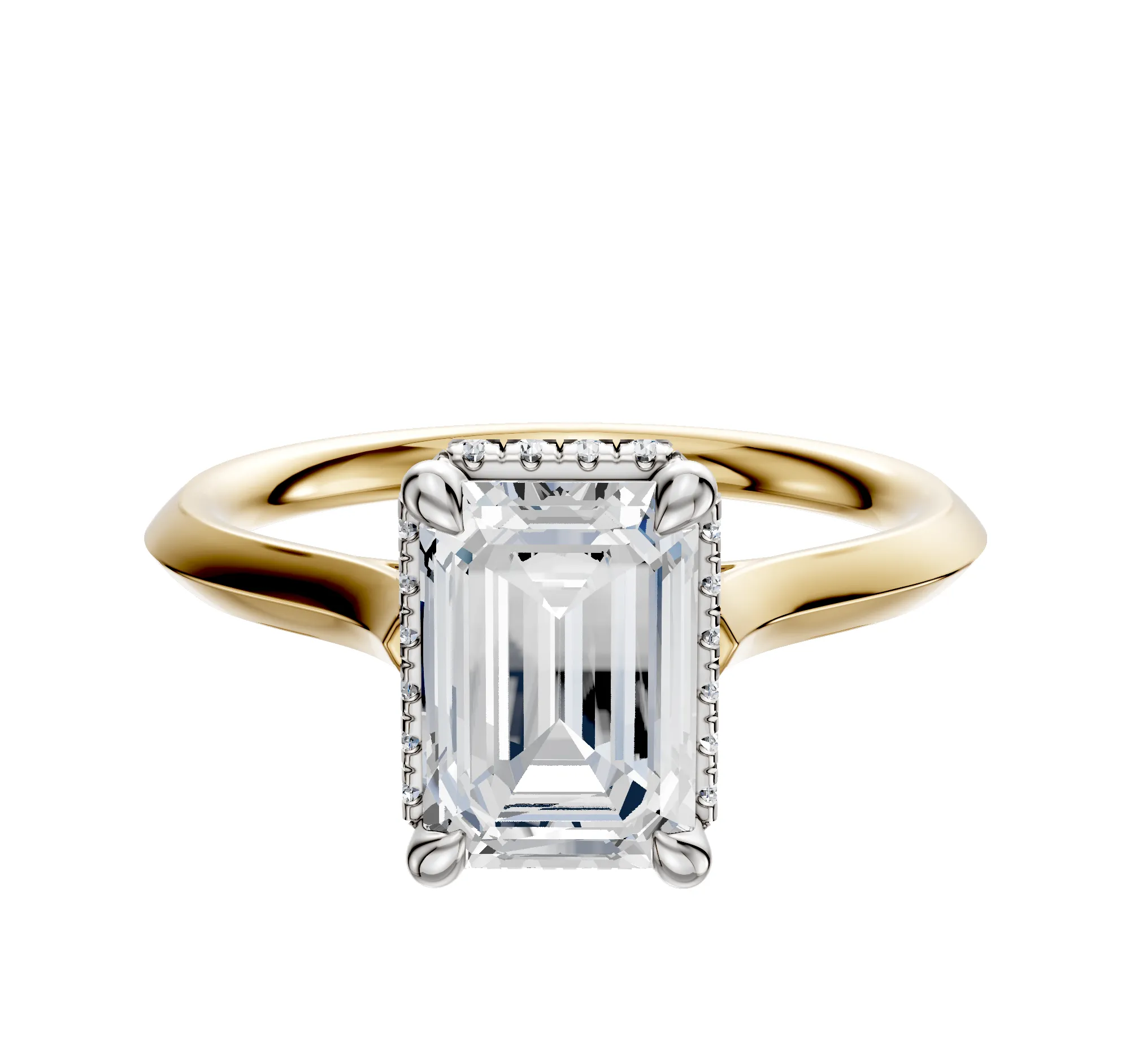 14K Two Tone 4 Prong Collar Cathedral Knife Edge 2.0mm Engagement Ring sold by Promise By Effy