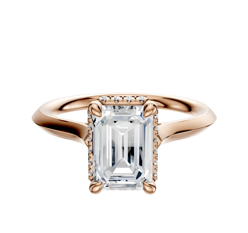 18K Rose Gold 4 Prong Collar Cathedral Knife Edge 2.0mm Engagement Ring sold by Promise By Effy