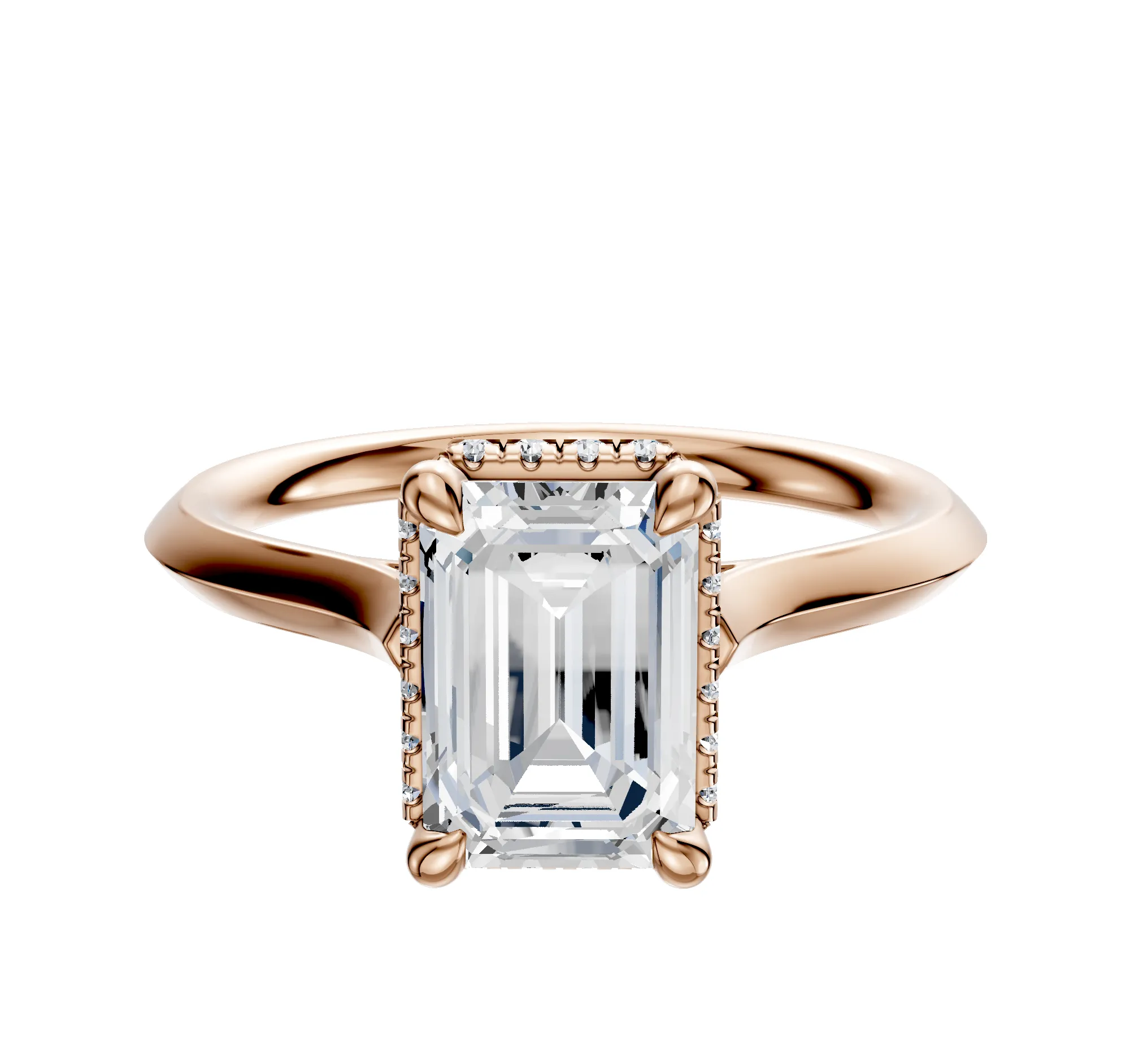 18K Rose Gold 4 Prong Collar Cathedral Knife Edge 2.0mm Engagement Ring sold by Promise By Effy