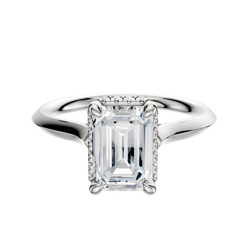 Platinum 4 Prong Collar Cathedral Knife Edge 2.0mm Engagement Ring sold by Promise By Effy