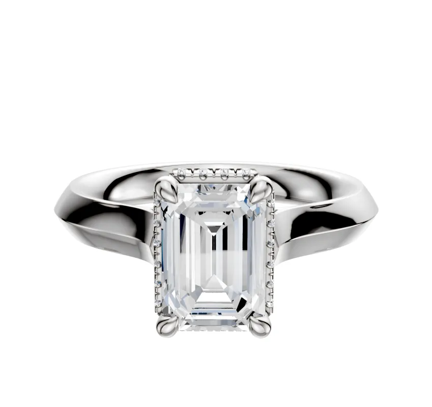 18K White Gold 4 Prong Collar Cathedral Knife Edge 3.0mm Engagement Ring sold by Promise By Effy