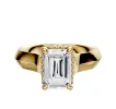 14K Yellow Gold 4 Prong Collar Cathedral Knife Edge 4.0mm Engagement Ring sold by Promise By Effy