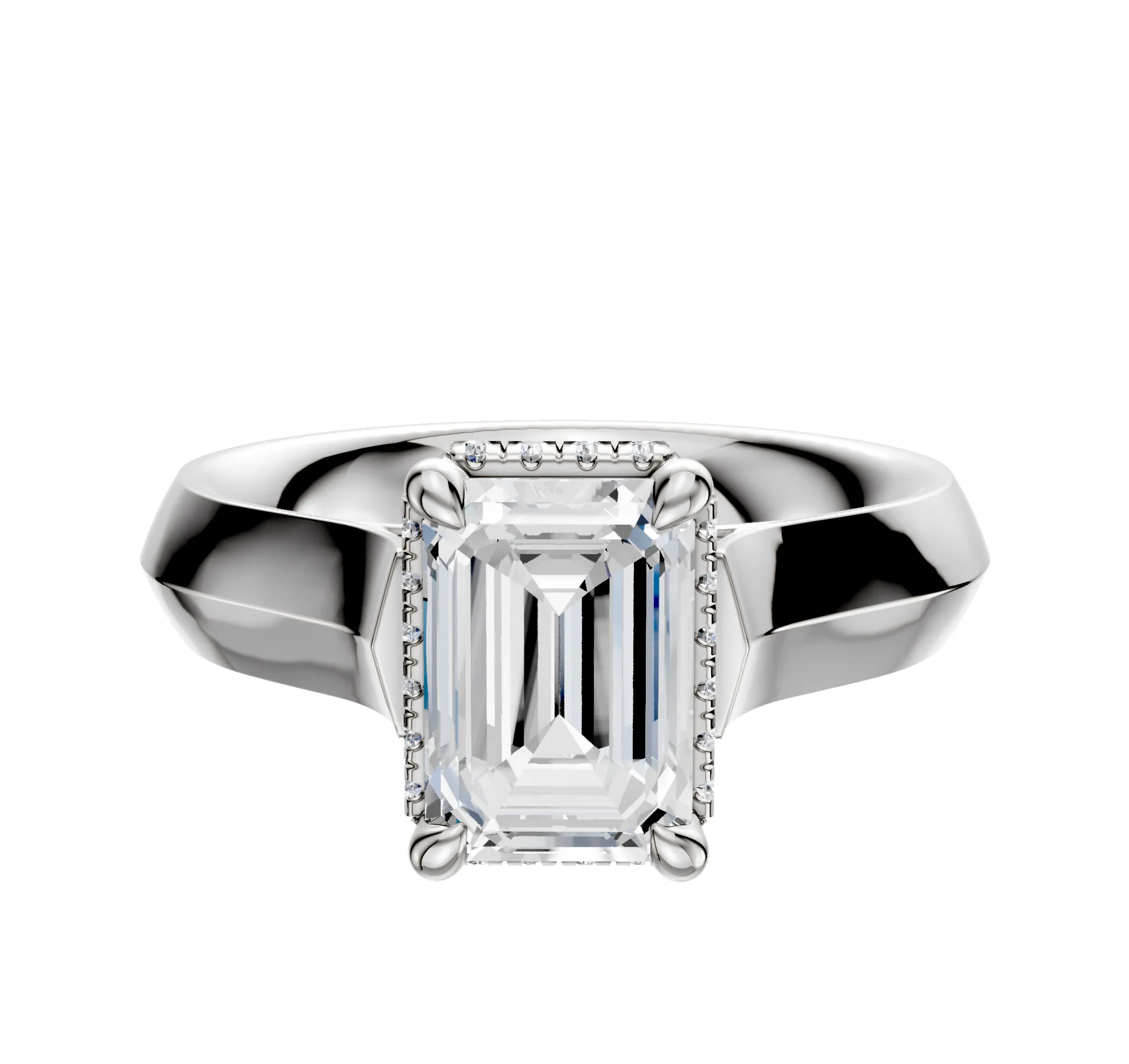 Platinum 4 Prong Collar Cathedral Knife Edge 4.0mm Engagement Ring sold by Promise By Effy