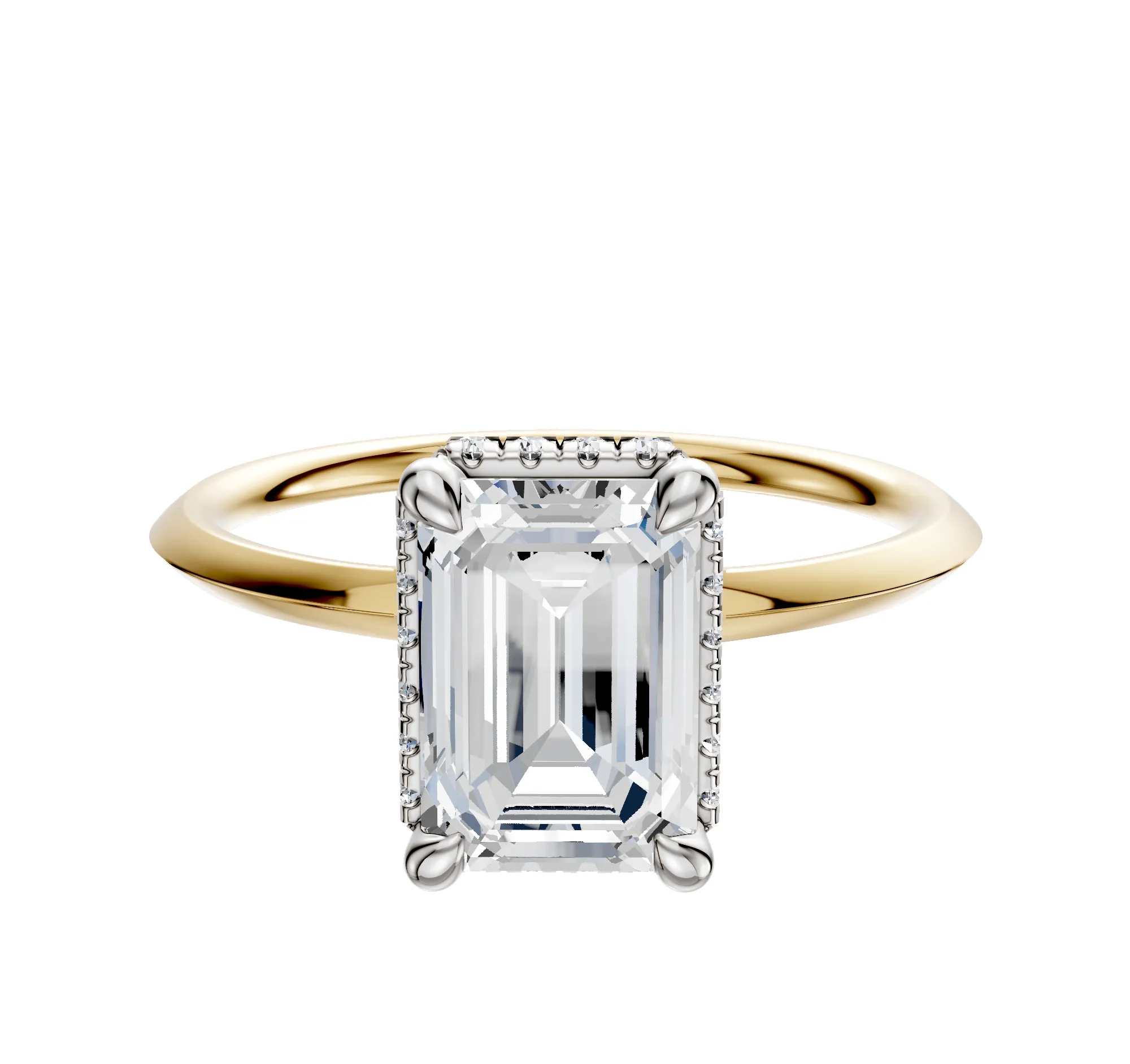 14K Two Tone 4 Prong Collar Classic Knife Edge 1.5mm Engagement Ring sold by Promise By Effy