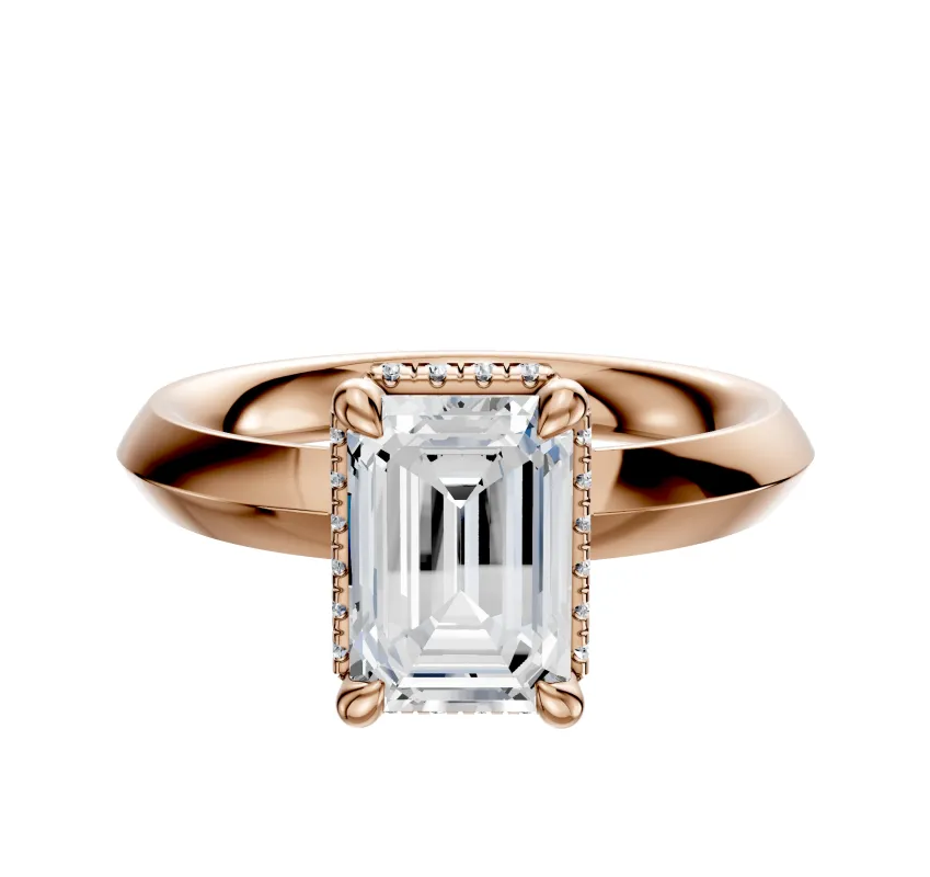 14K Rose Gold 4 Prong Collar Classic Knife Edge 3.0mm Engagement Ring sold by Promise By Effy