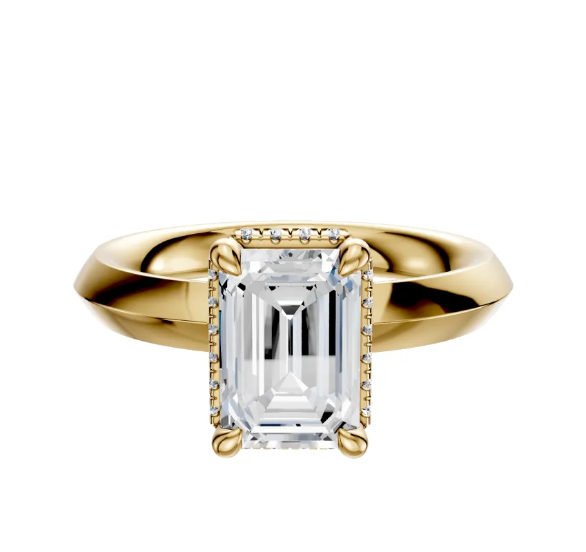 14K Yellow Gold 4 Prong Collar Classic Knife Edge 3.0mm Engagement Ring sold by Promise By Effy