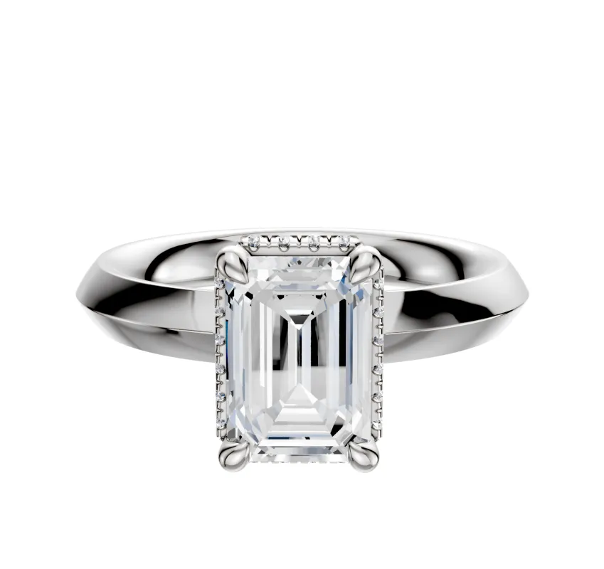 18K White Gold 4 Prong Collar Classic Knife Edge 3.0mm Engagement Ring sold by Promise By Effy