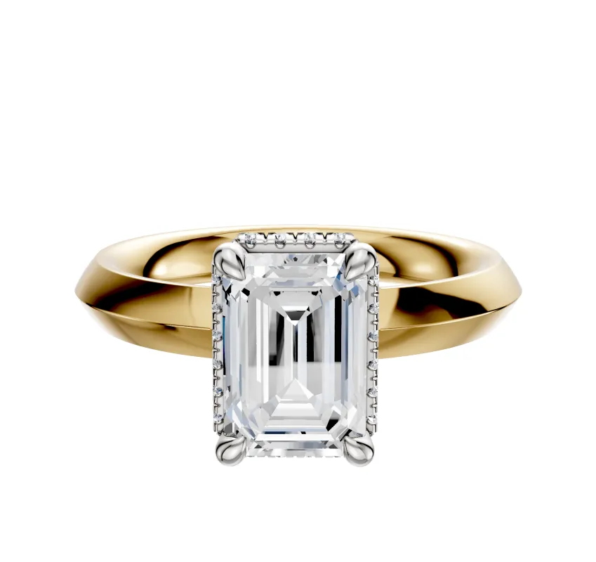 18K Two Tone 4 Prong Collar Classic Knife Edge 3.0mm Engagement Ring sold by Promise By Effy