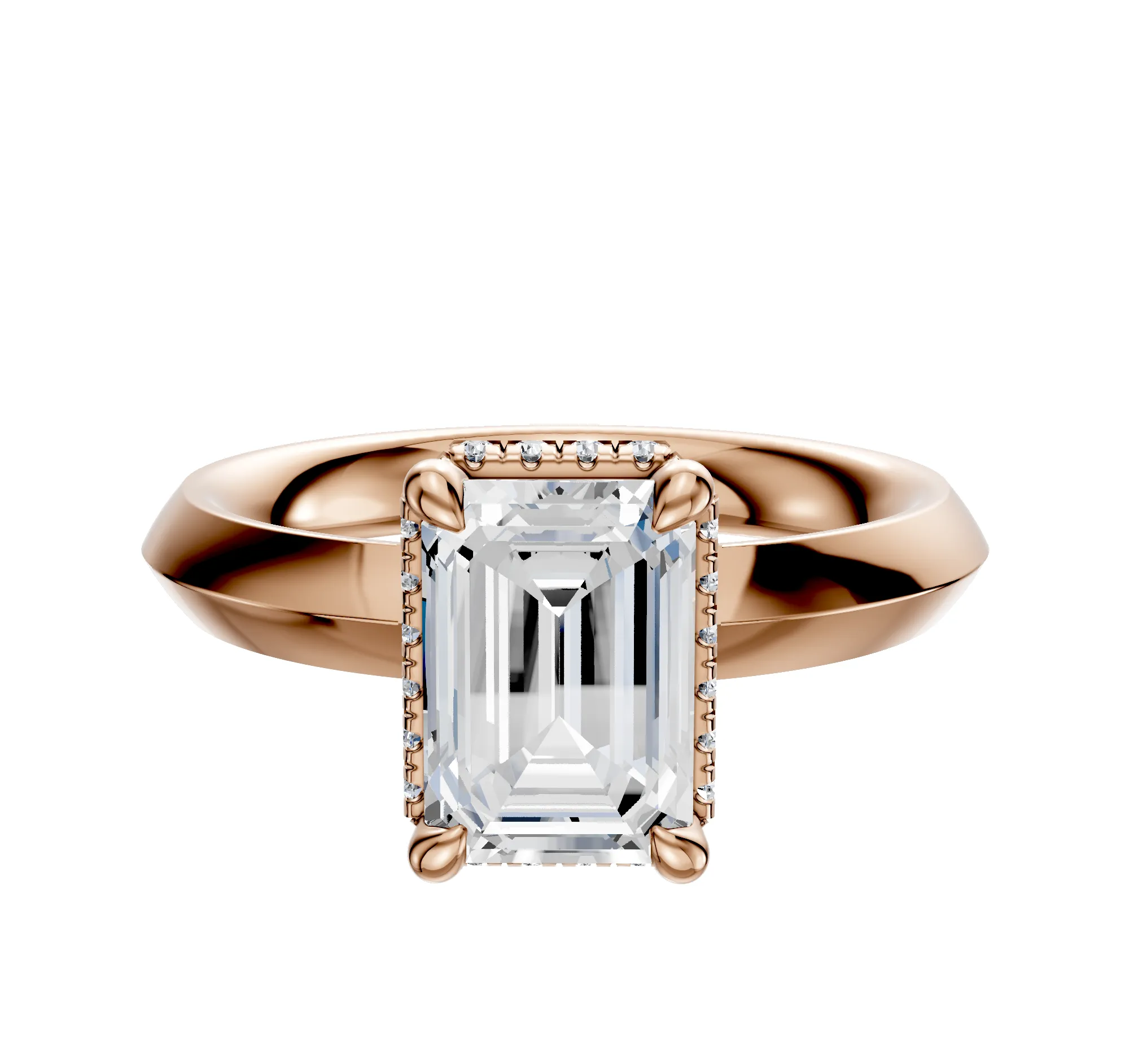18K Rose Gold 4 Prong Collar Classic Knife Edge 3.0mm Engagement Ring sold by Promise By Effy