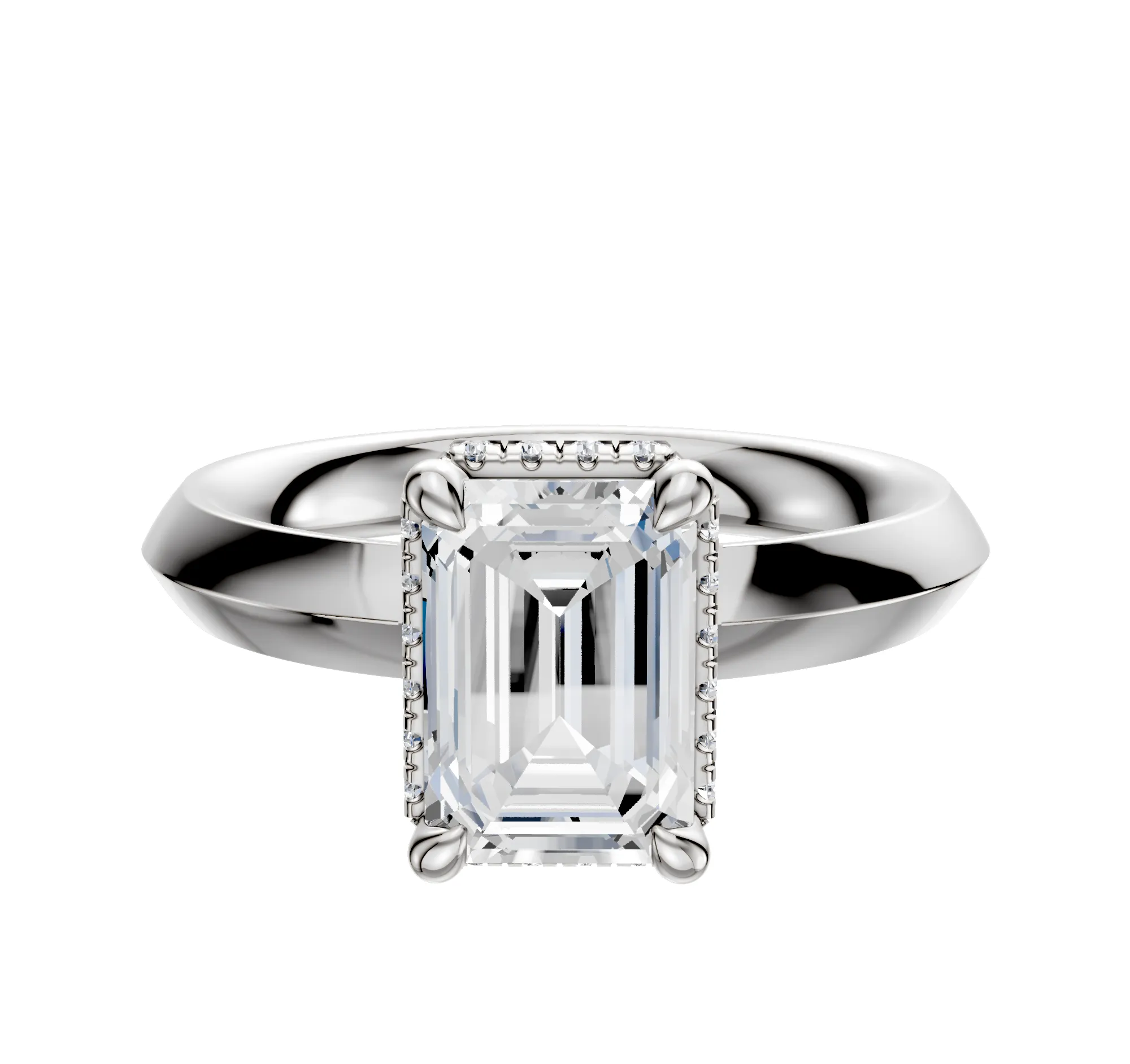 Platinum 4 Prong Collar Classic Knife Edge 3.0mm Engagement Ring sold by Promise By Effy