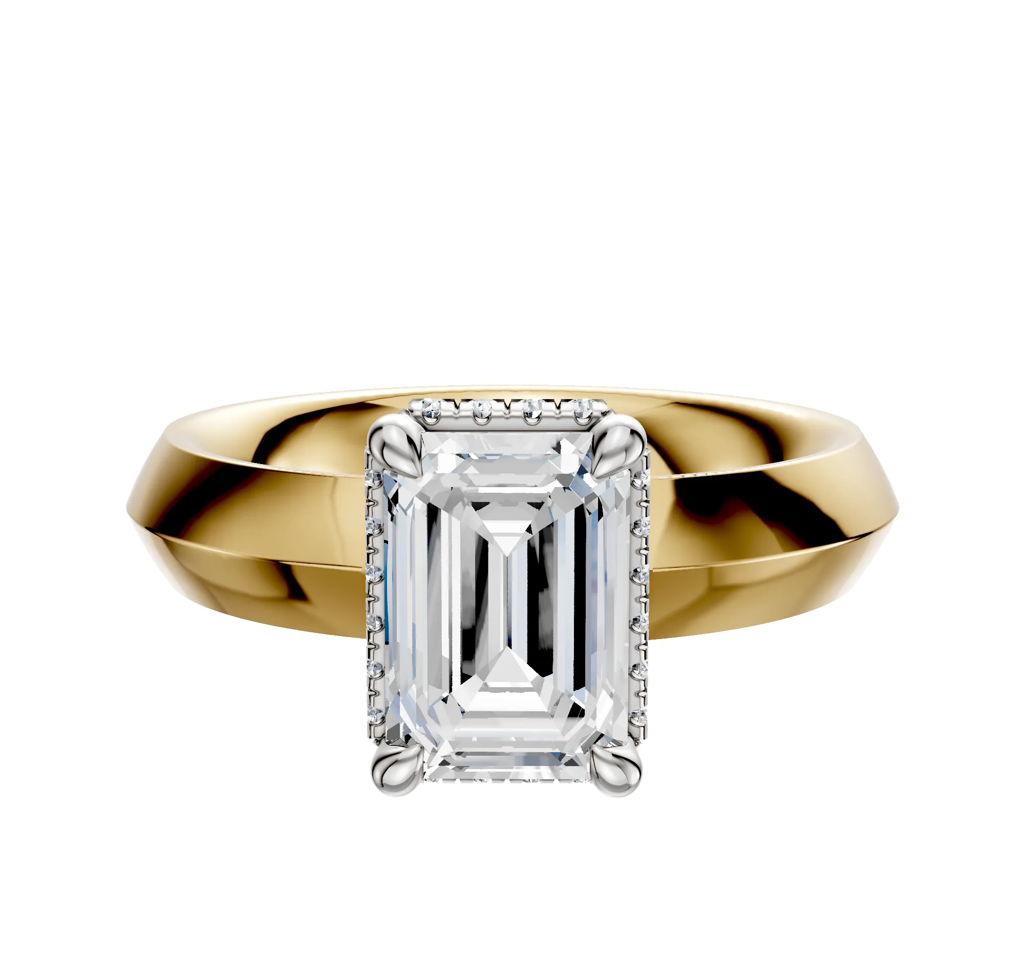 14K Two Tone 4 Prong Collar Classic Knife Edge 4.0mm Engagement Ring sold by Promise By Effy