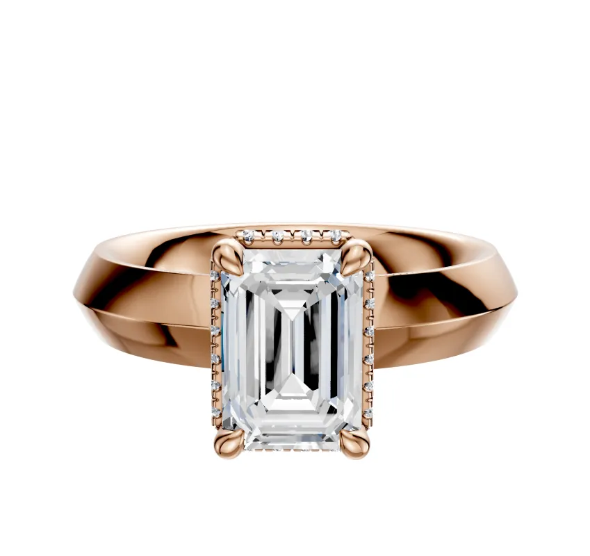 18K Rose Gold 4 Prong Collar Classic Knife Edge 4.0mm Engagement Ring sold by Promise By Effy