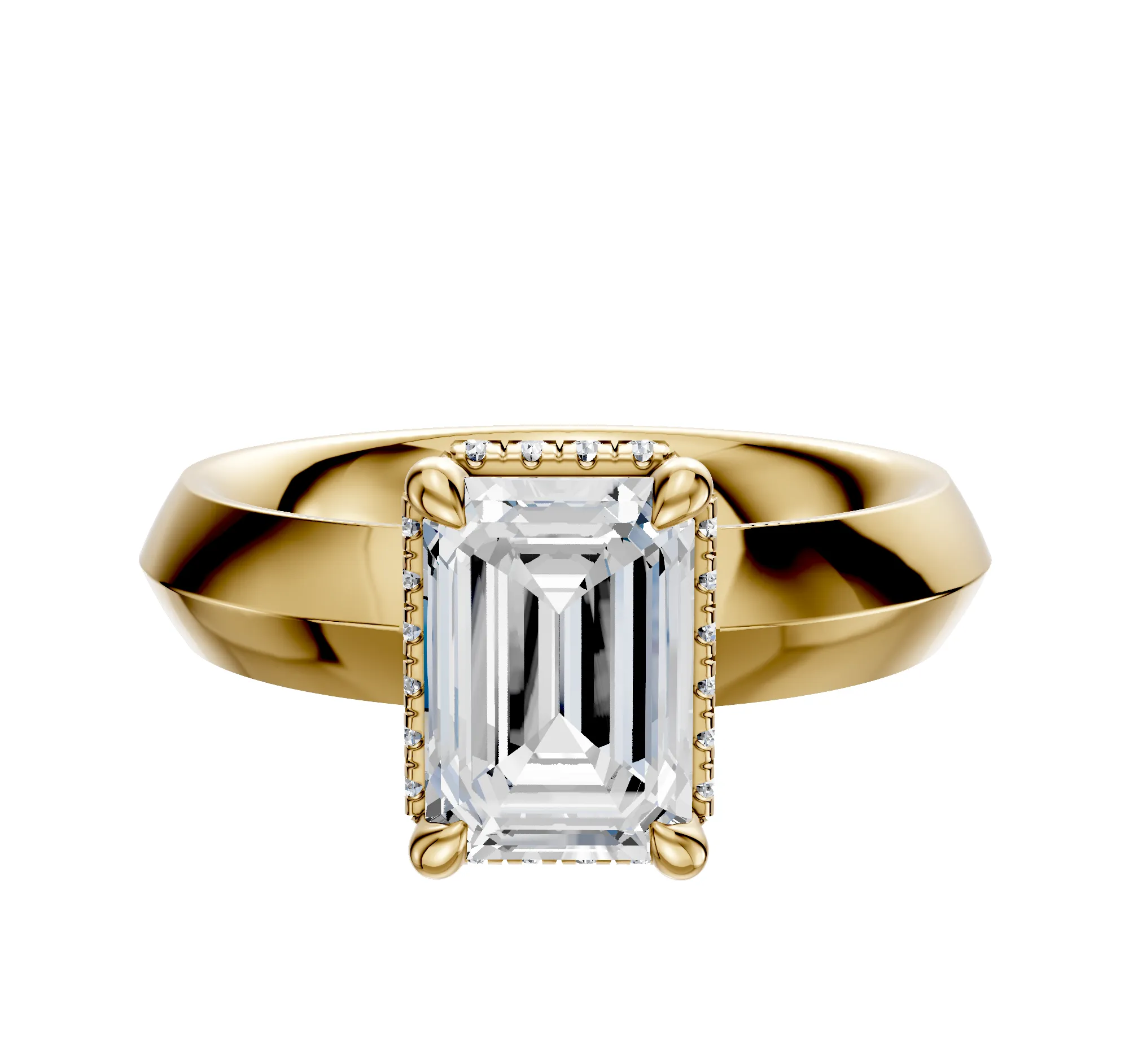 18K Yellow Gold 4 Prong Collar Classic Knife Edge 4.0mm Engagement Ring sold by Promise By Effy